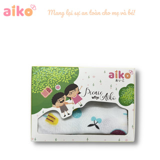 Hộp 10 Cái Khăn Mặt, Khăn Lau Sữa Cao Cấp 2 Lớp In Hình Aiko (25x30cm) Dành Cho Bé Từ Sơ Sinh