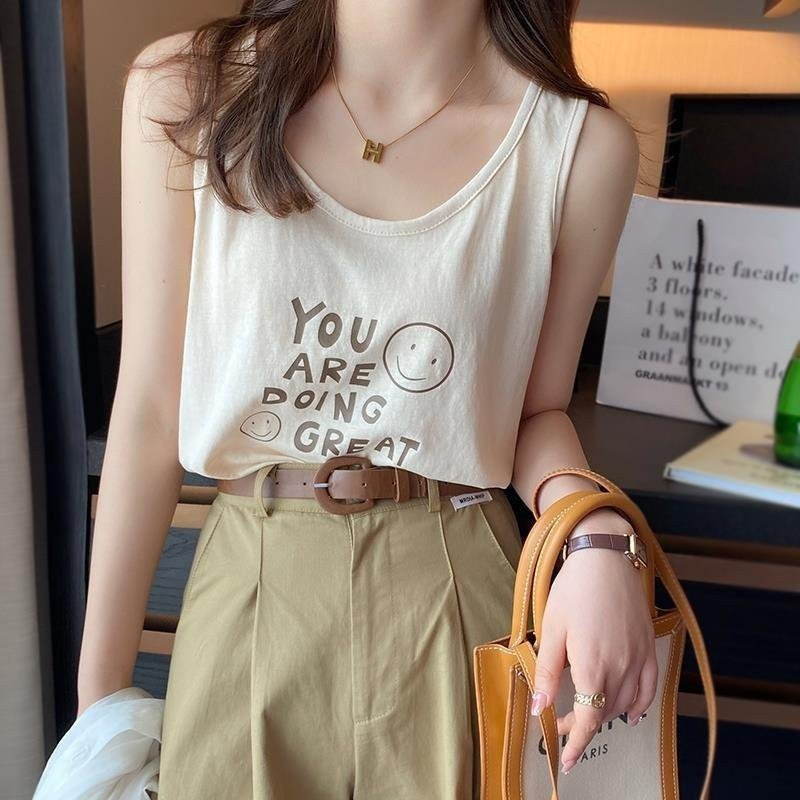 Áo thun ba lỗ in hình trẻ trung, áo thun ba lỗ NHALAM vải cotton xược mặc hè mát, trẻ trung