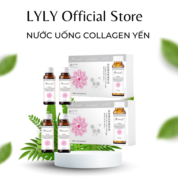 Nước Uống Collagen Yến Trắng Da Rose Beauty, Hỗ Trợ Sáng Da, Giảm Lão Hóa Da Nhật Bản 1 Hộp 8Chai