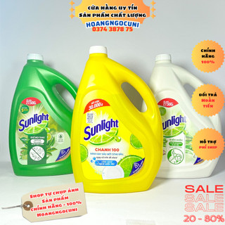 Nước rửa chén bát Sunlight can lớn 3.6kg hương chanh hương trà xanh và hương nha đam lô hội chính hãng
