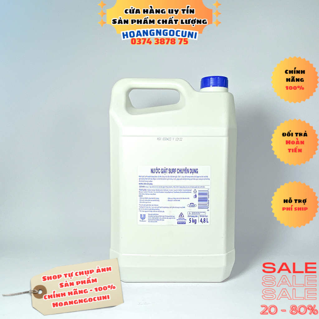 Nước giặt Surf can 5kg đậm đặc tiết kiệm hương xả vải chính hãng