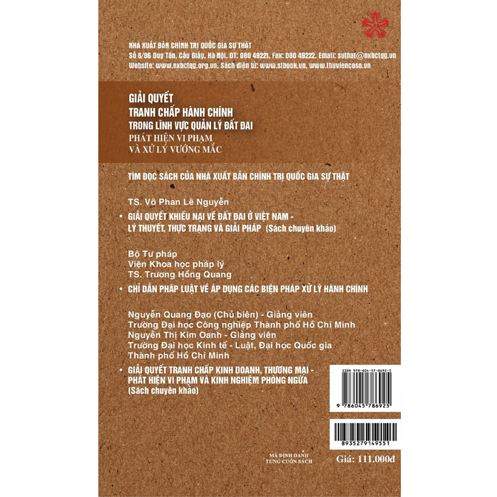 Sách - Giải quyết tranh chấp hành chính trong lĩnh vực quản lý đất đai - Phát hiện vi phạm và xử lý vướng mắc.