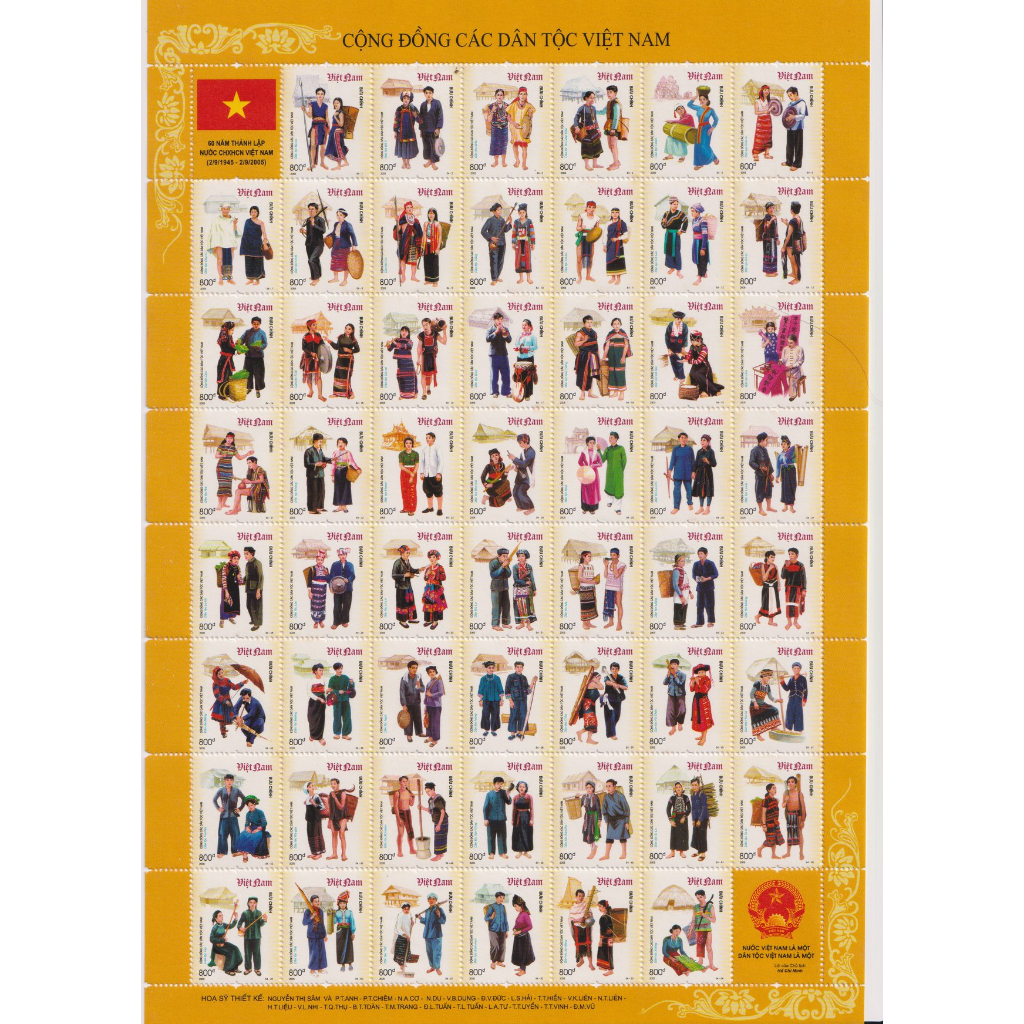 Bộ Tem 54 dân tộc Việt Nam Nguyên Tấm - bộ tem bưu chính lớn nhất Việt Nam, stamp, FDC, Maxicard...