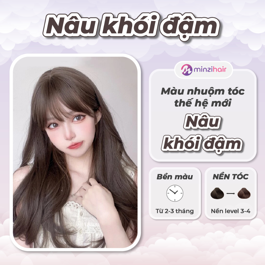 Thuốc Nhuộm Tóc Màu Nâu Khói Đậm Thế Hệ Mới - Không Cẩn Tẩy Tóc - Minzihair, Minzihair HCM