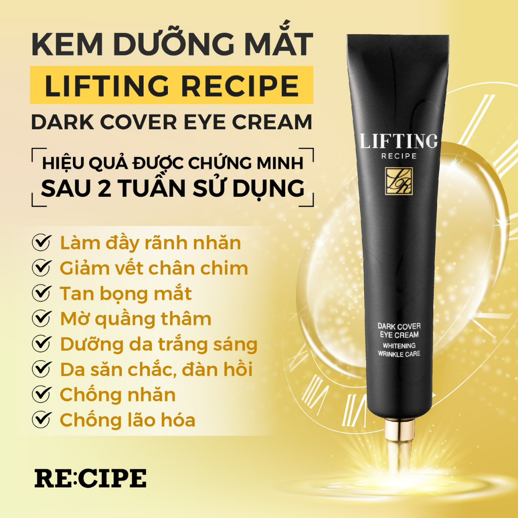 Kem dưỡng mắt RECIPE mờ thâm dưỡng sáng, giảm nếp nhăn, kem mắt Lifting Recipe Dark Cover Eye Cream 30ml