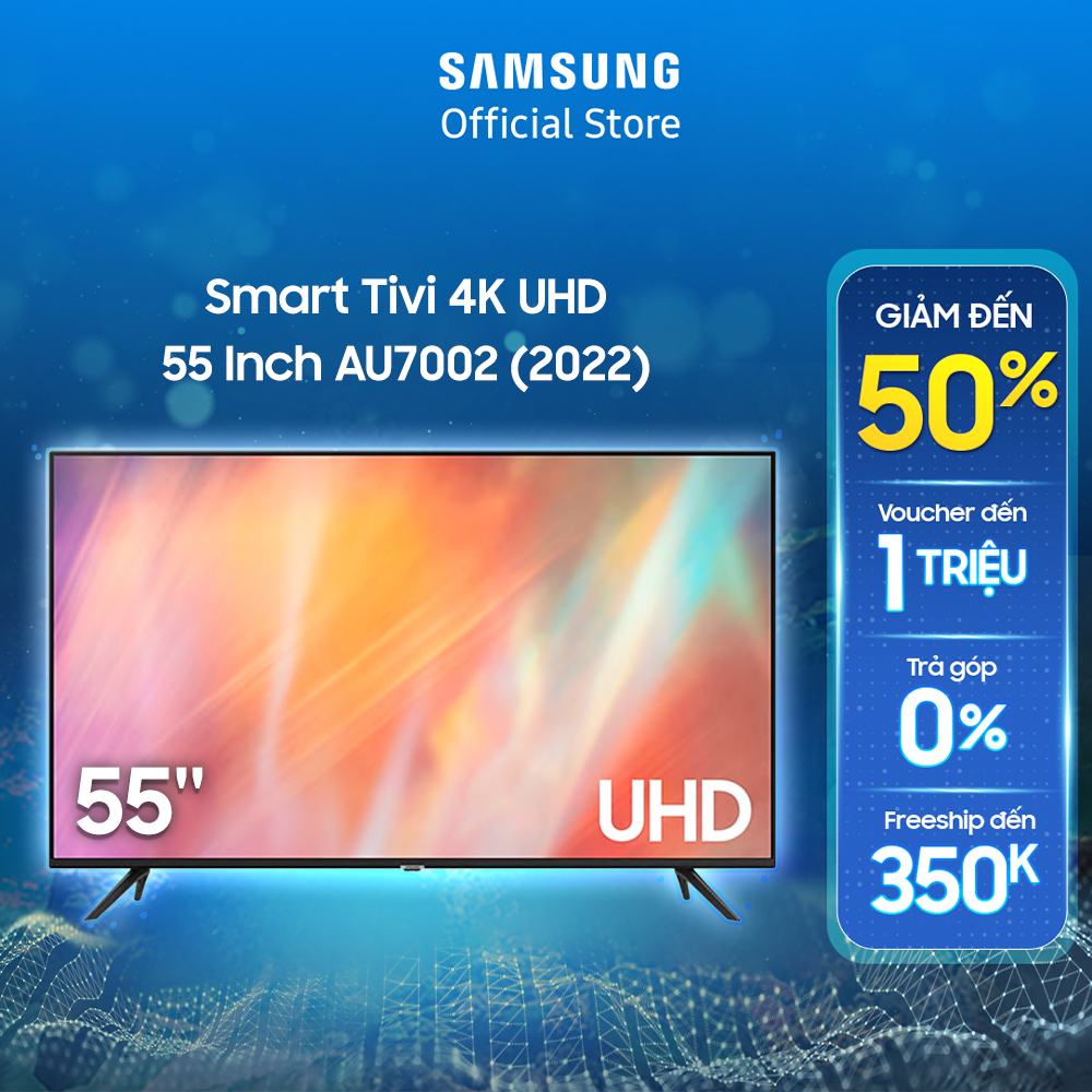 [Shopee voucher ELSS1725 giảm 8% CAP 2TR] Smart Tivi Samsung 4K UHD 55 Inch UA55AU7002KXXV - Miễn phí lắp đặt