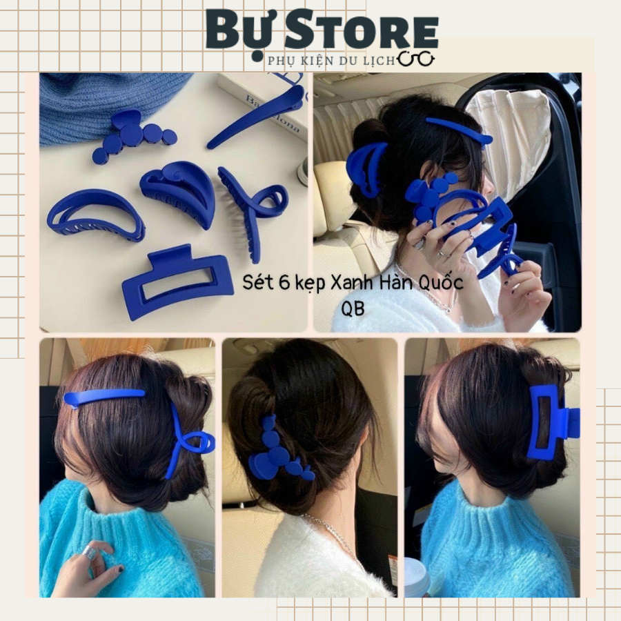 Set 6 chiếc kẹp tóc xanh biển siêu xinh xắn dành cho bạn nữ