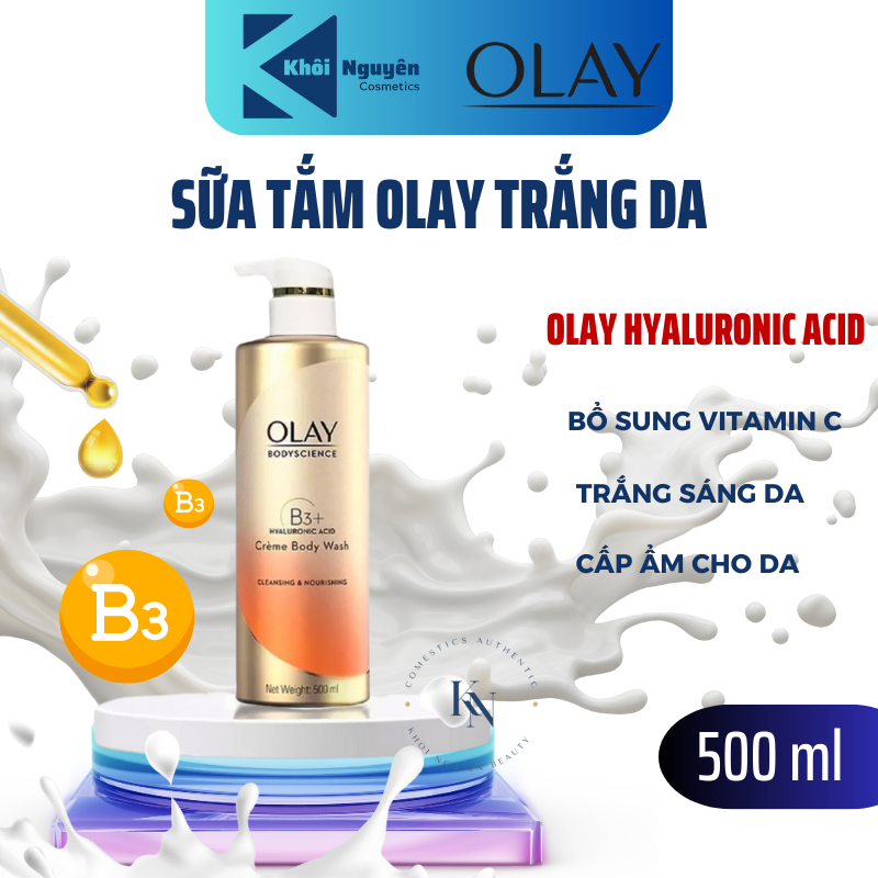 SỮA TẮM OLAY B3+HYALURONIC ACID CREME BODY WASH 500ML