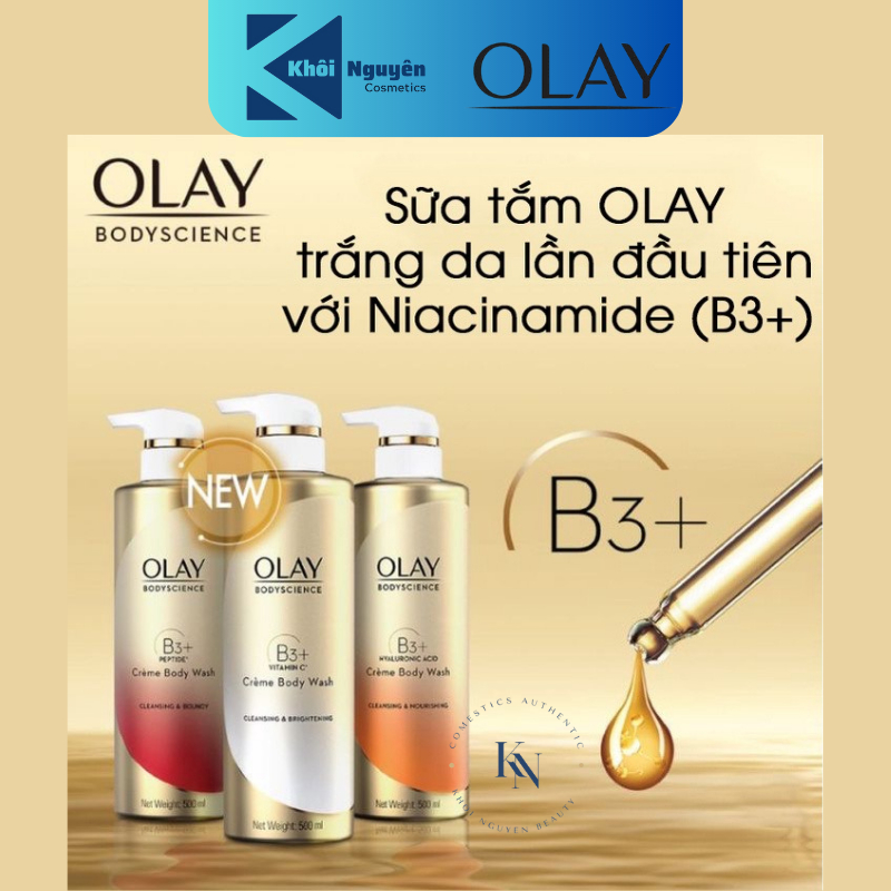 SỮA TẮM OLAY B3+HYALURONIC ACID CREME BODY WASH 500ML