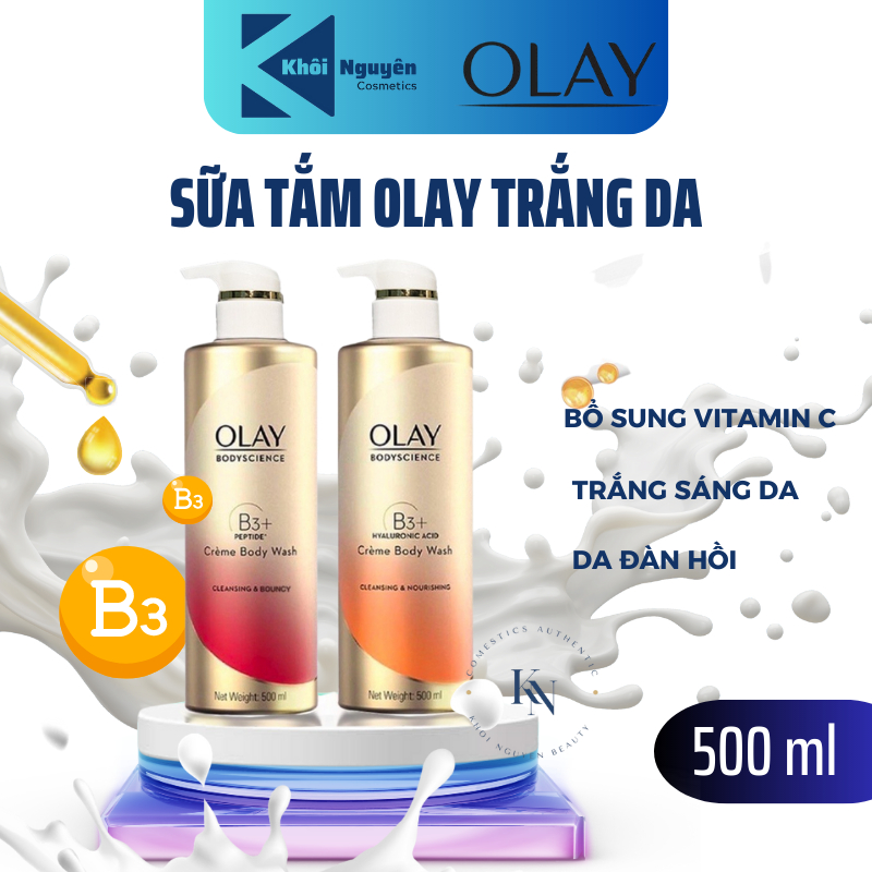 SỮA TẮM OLAY B3+HYALURONIC ACID CREME BODY WASH 500ML