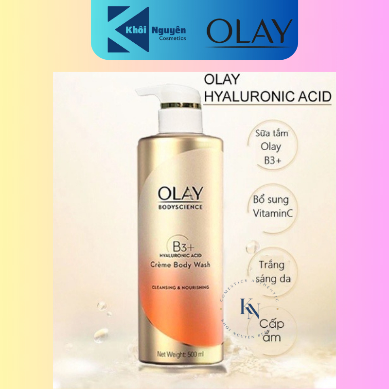SỮA TẮM OLAY B3+HYALURONIC ACID CREME BODY WASH 500ML