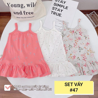 Đầm thun cotton 2 dây cho bé gái