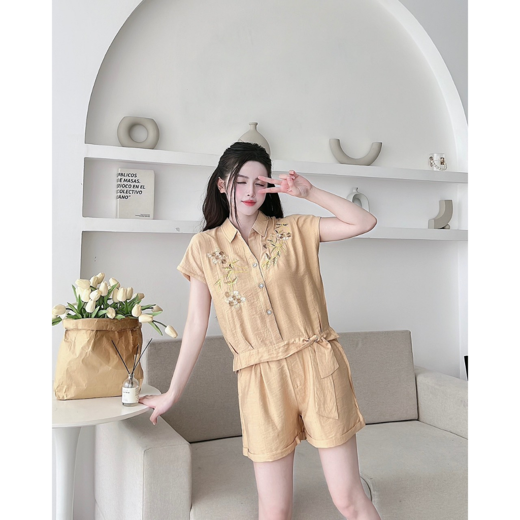 Bộ đồ đũi cao cấp Chillwear set thời trang cao cấp mặcà dáng áo gile quần đùi họa tiết hoa dễ thương trẻ trung năng động