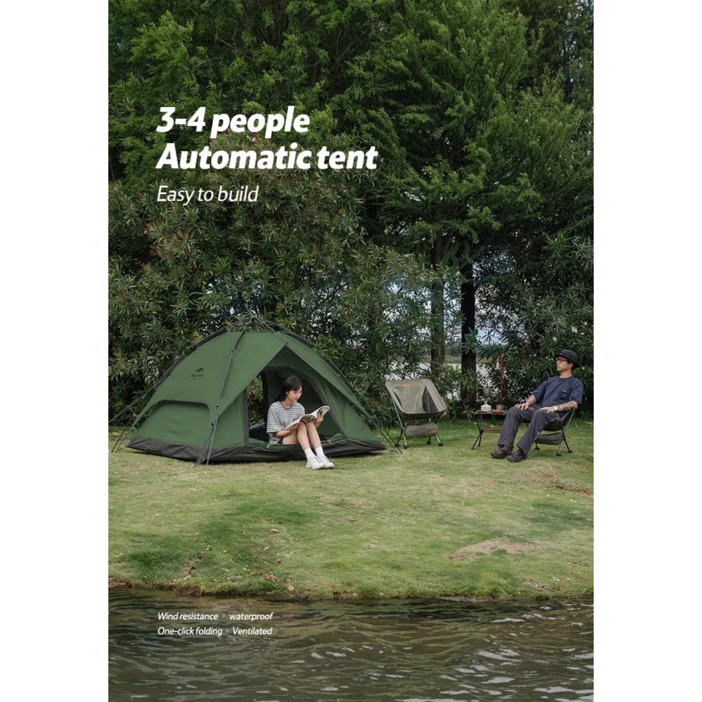 Lều tự bung 3-4 người, lều Camping dã ngoại 2 lớp cao cấp NATUREHIKE NH21ZP008