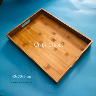 Khay gỗ tre đa năng có tay cầm 40x30x5 cm, khay đựng thức ăn, đồ tráng miệng,trái cây, khay phục vụ xinh xắn