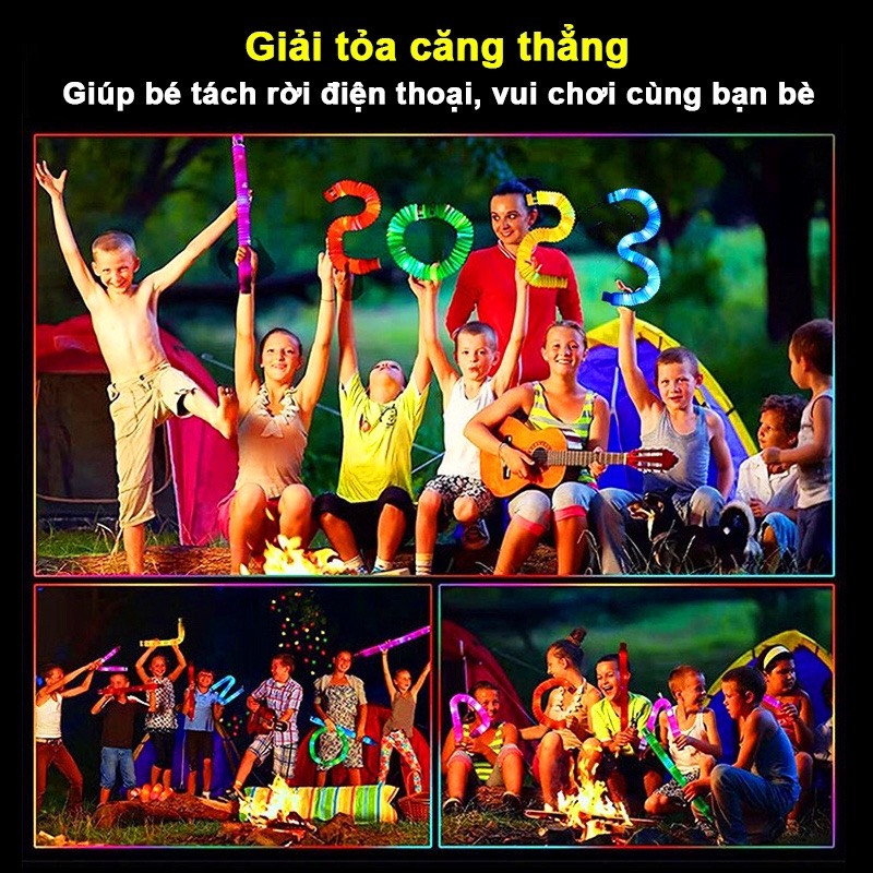 Đồ chơi giảm stress cho bé, Ống Pop phát sáng tạo hình cảm biến vui nhộn hot trend 2023