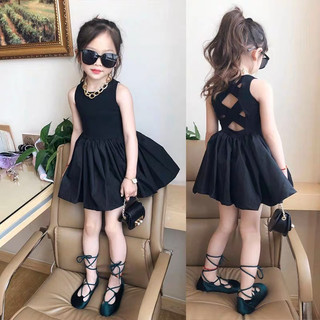 Váy Dây Đan Lưng  2 Màu Cho Bé Gái