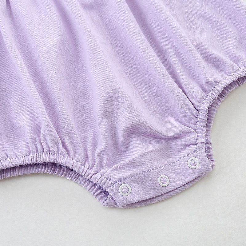 Set body tím ngắn/ dài tay cổ bèo thêu hoa kèm mũ tai thỏ màu tím siêu đáng yêu cho bé gái