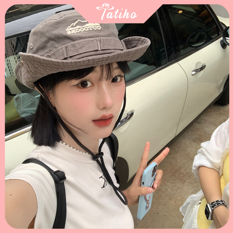 Mũ cao bồi unisẽ nam nữ, nón cotton dày dặn họa tiết trơn phối OUTDOORS phong cách cá tính thời trang xuân hè - Mã NV064