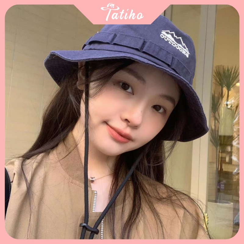 Mũ cao bồi unisẽ nam nữ, nón cotton dày dặn họa tiết trơn phối OUTDOORS phong cách cá tính thời trang xuân hè - Mã NV064