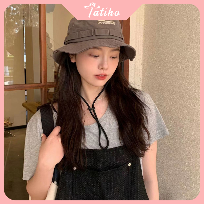 Mũ cao bồi unisẽ nam nữ, nón cotton dày dặn họa tiết trơn phối OUTDOORS phong cách cá tính thời trang xuân hè - Mã NV064