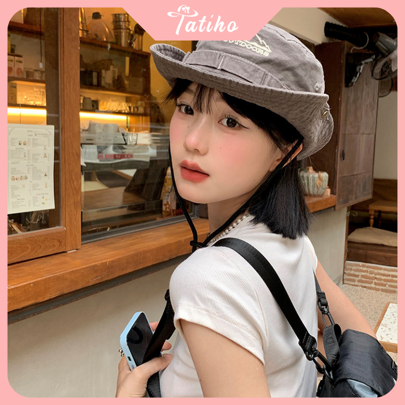 Mũ cao bồi unisẽ nam nữ, nón cotton dày dặn họa tiết trơn phối OUTDOORS phong cách cá tính thời trang xuân hè - Mã NV064