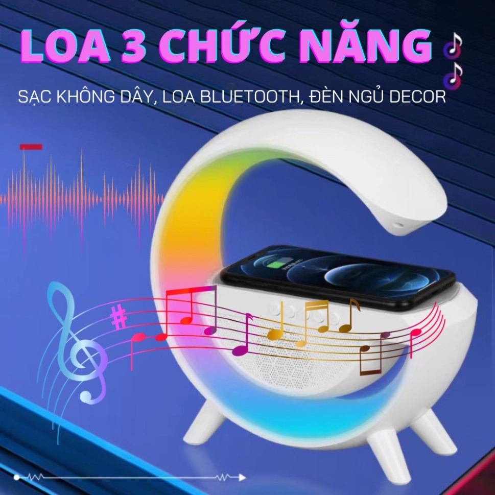 Loa bluetooth chữ G tích hợp đèn led RGB và sạc không dây - Loa không dây nghe nhạc hay âm thanh chuẩn cho ô tô