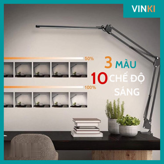 Đèn kẹp bàn học làm việc đọc sách chống cận Pixar, 3 màu 10 chế độ sáng - Kẹp kim loại - Loại To