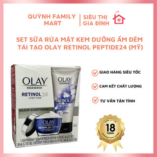 Set sữa rửa mặt kem dưỡng ẩm đêm tái tạo giúp da trắng sáng OLAY Retinol Peptide24 (Mỹ)