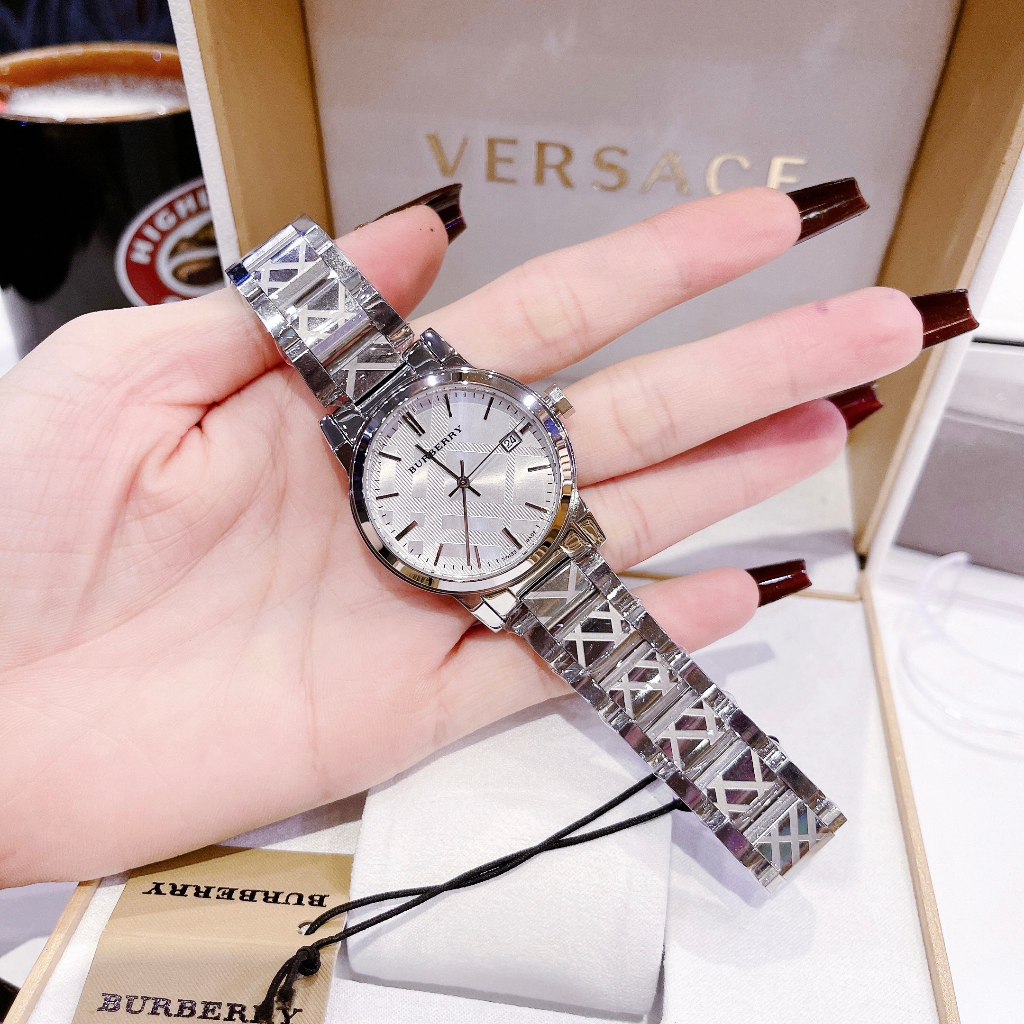 Đồng hồ nữ unisex thạch anh burberry dây thép vân sọc , size 28/34/36mm