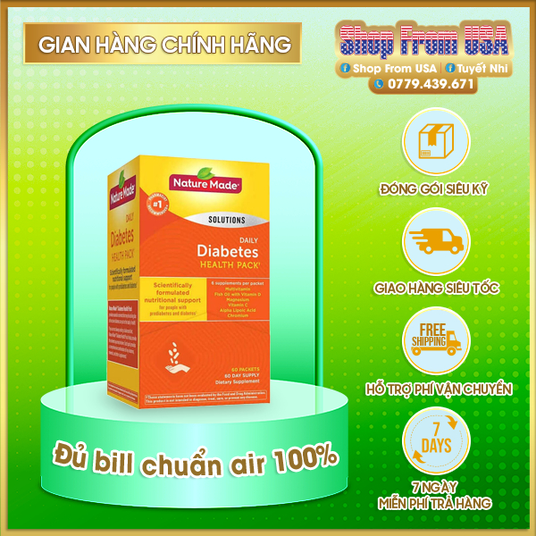 Viên uống Điều Hòa Tiểu Đường Nature Made Diabetes Health Pack 60 Gói