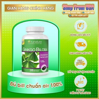 Viên uống bổ não ginkgo biloba trunature 120mg của mỹ - 340v -tuần hoàn máu não, cải thiện trí nhớ date 2025