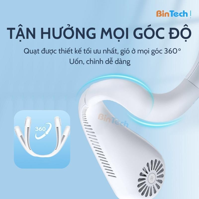 Quạt Đeo Cổ, Quạt Quàng Cổ Tích Điện Mini Không Cánh Dung Lượng Pin Lớn Đời Mới, Gió Mạnh Tặng Kèm Bộ Sạc Tiện Lợi