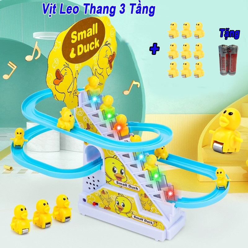 Đồ Chơi Vịt Leo Cầu Thang Có Đèn Và Nhạc Vui Nhộn - Tặng kèm Pin và Mua thêm Vịt