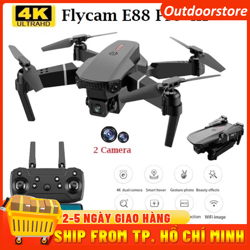 【Sản phẩm mới，2 pin】Flycam E88 Pro, 2 camera 4K,pin 1800mah