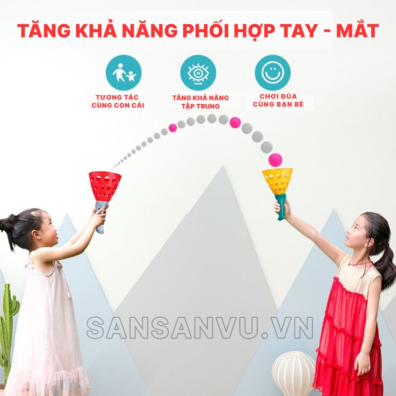 Đồ chơi cốc bắn bóng vui nhộn cho bé - Cốc hứng bóng vận động ngoài trời - trong nhà thú vị cho bé