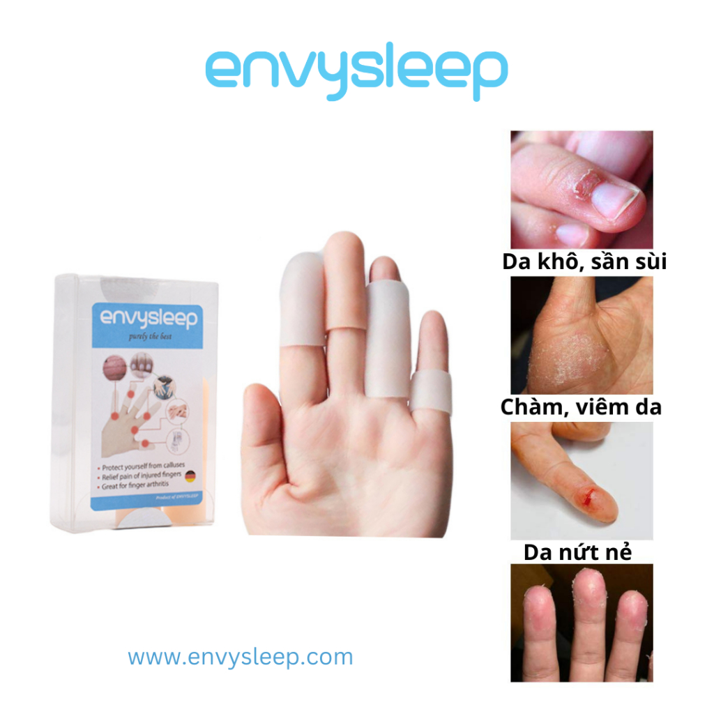 Miếng lót Silicon bảo vệ chăm sóc ngón tay Envysleep, giảm đau chai ngón, khô da, trầy xước, bầm tím