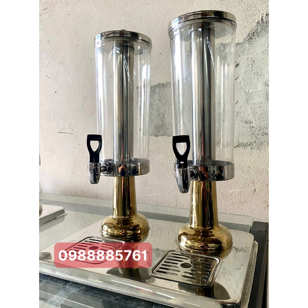 Bình làm lạnh giữ lạnh nước ép trà sữa, nước trái cây, trà, nước ngọt thể tích 4 - 8L đôi , inox 304 hàng cao cấp