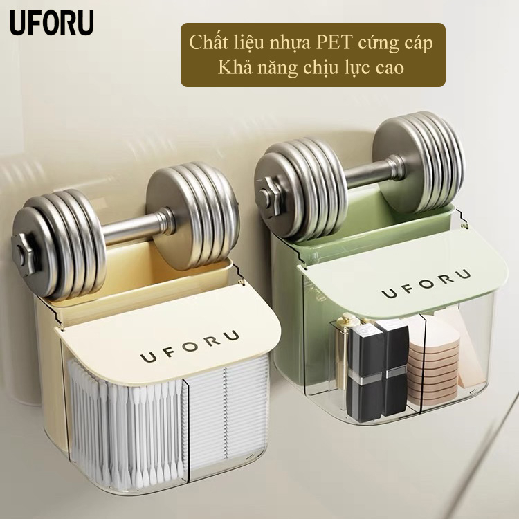 Hộp đựng đồ mini uforu đựng tăm bông, bông tẩy trang, đồ dùng phòng tắm nhỏ gọn treo tường có nắp đậy - UFP182