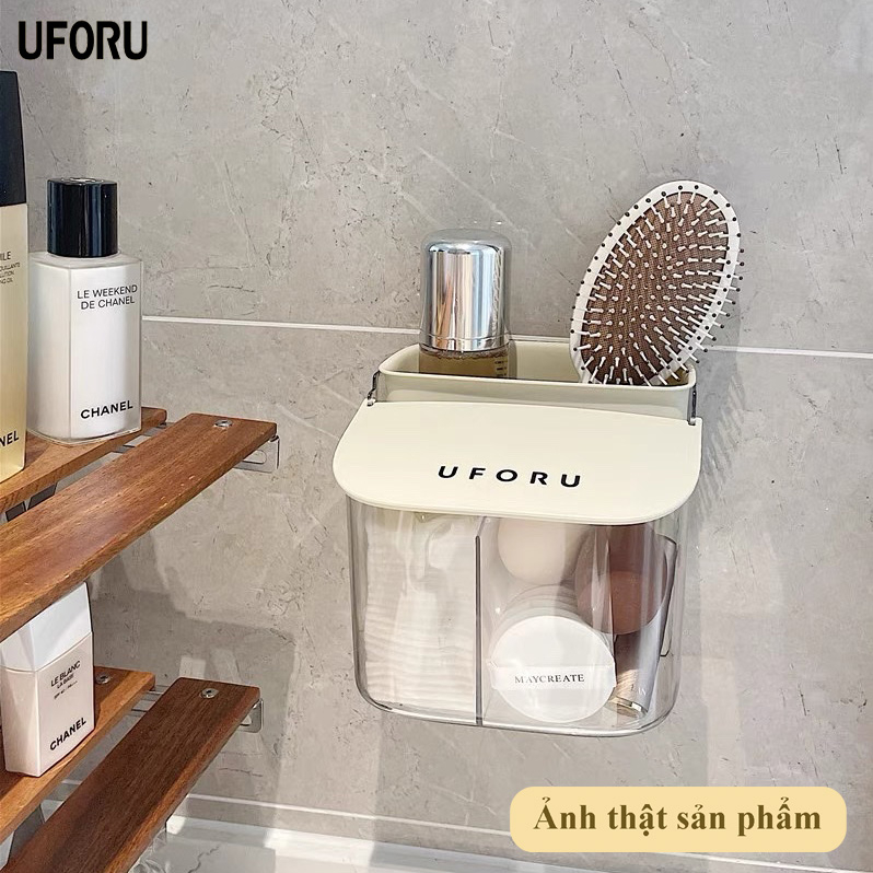 Hộp đựng đồ mini uforu đựng tăm bông, bông tẩy trang, đồ dùng phòng tắm nhỏ gọn treo tường có nắp đậy - UFP182