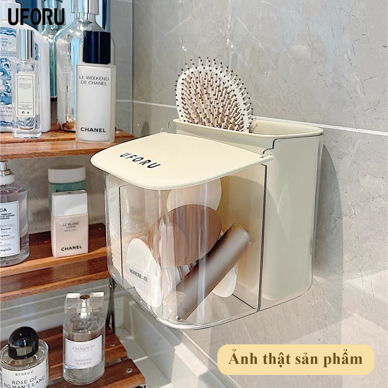 Hộp đựng đồ mini uforu đựng tăm bông, bông tẩy trang, đồ dùng phòng tắm nhỏ gọn treo tường có nắp đậy - UFP182