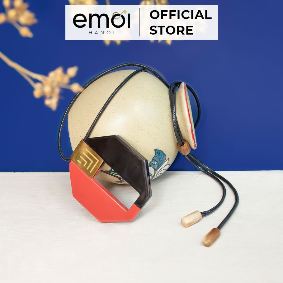 Dây chuyền (vòng cổ) phụ kiện trang sức sừng kết hợp sơn mài cho phái nữ Emoi Jewerly Hexagon S45