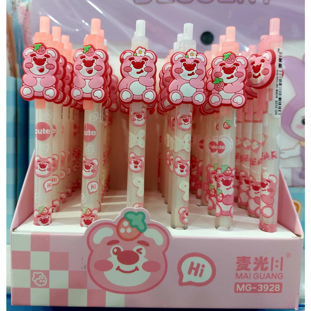 Bút chì bấm kim ngòi 0.5 mm có charm gấu dâu lotso