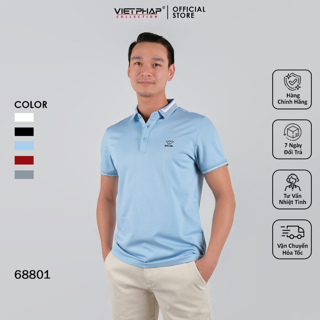 Áo Thun Polo Nam Cao Cấp VIỆT PHÁP / Form Basic - Chất liệu cotton co dãn thấm hút mồ hồi tốt 68801