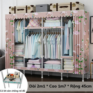 Tủ quần áo vải, Tủ Vải Khung Thép Titan Cao Cấp loai 1 bền khung titan 4 buồng cỡ lớn 2m1 Tuổi Thọ 3-5 Năm Bảo Hành