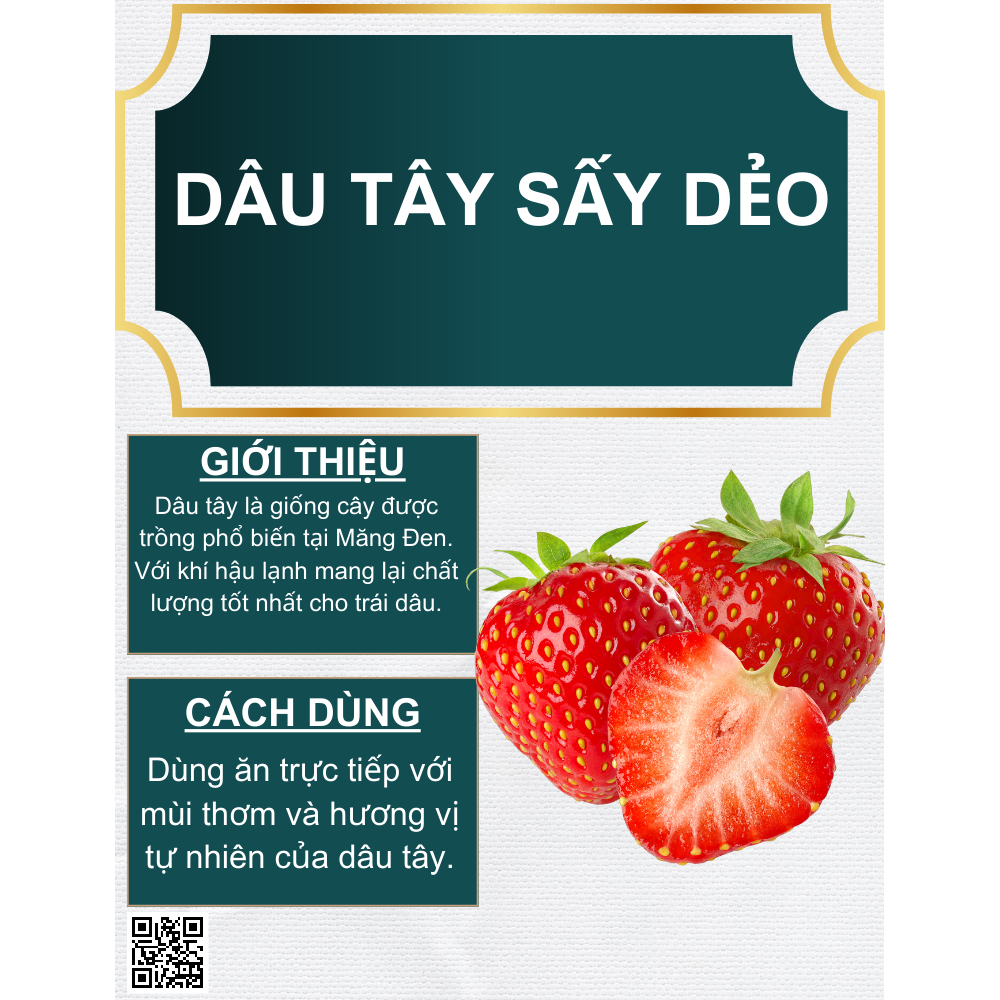 Dâu Tây Sấy Dẻo Không Đường The Măng Đen 250g Đặc Sản Măng Đen Kon Tum