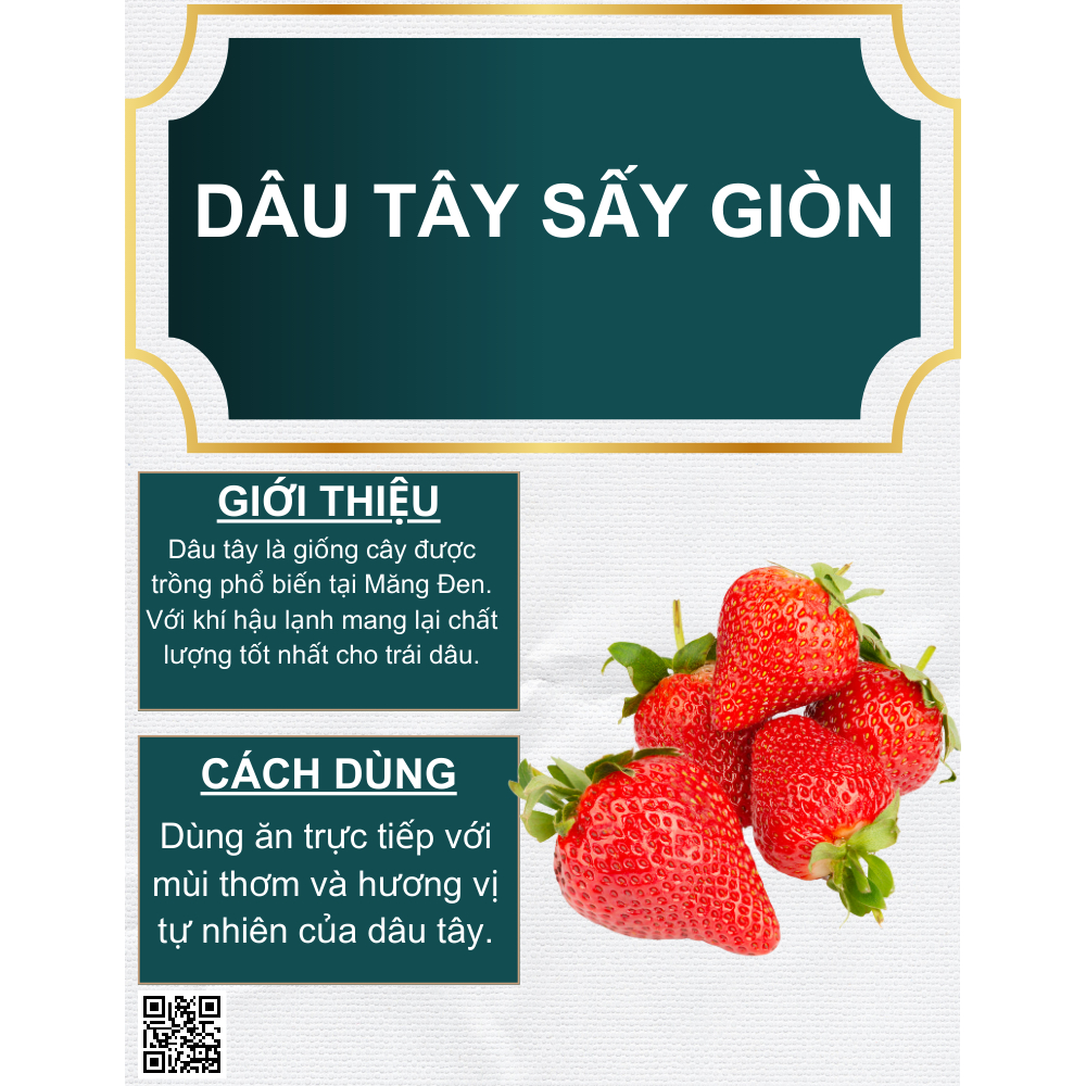 Dâu Tây Sấy Giòn Không Đường The Măng Đen 250g Đặc Sản Măng Đen Kon Tum