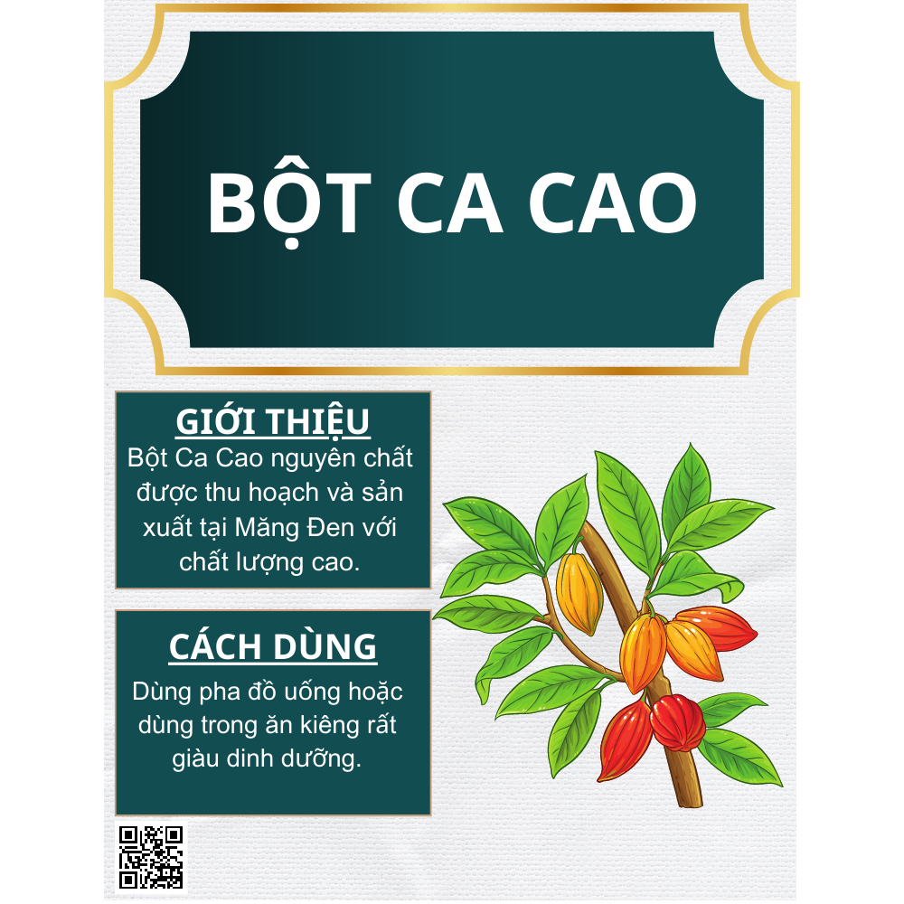 Bột Ca Cao Nguyên chất Măng Đen 250gr Đặc Sản The Măng Đen Kon Tum