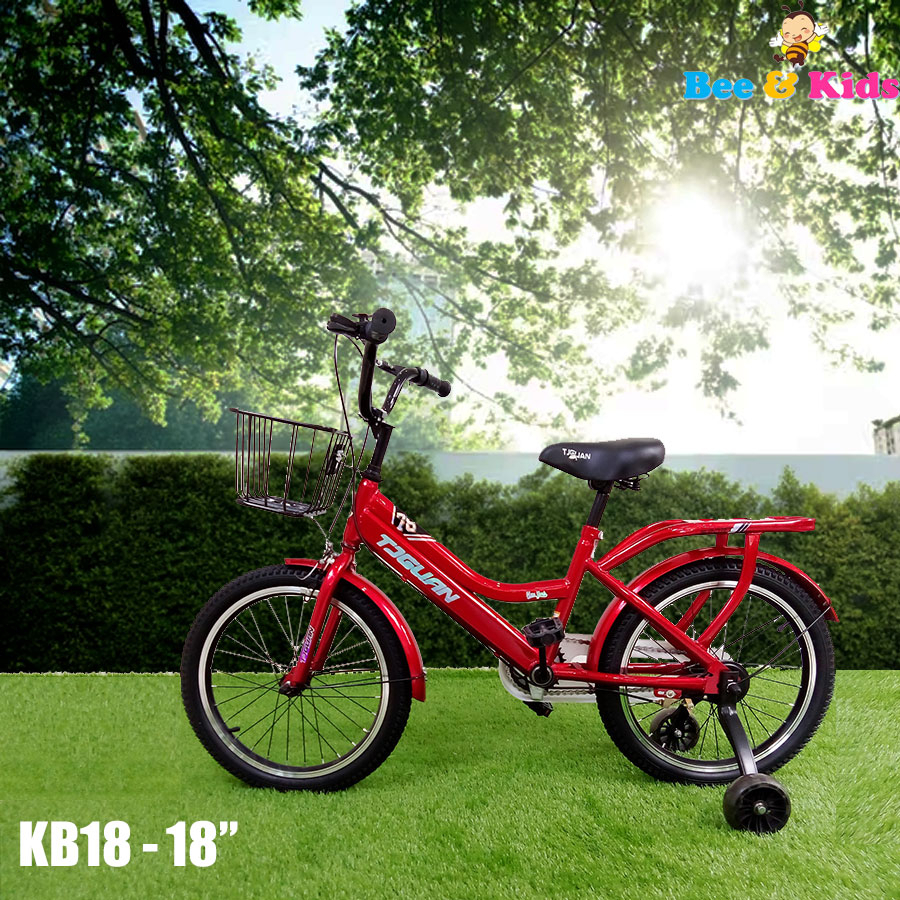 Xe Đạp Trẻ Em Bánh Xe Phụ Có Đèn KB18 Mẫu Mới Đủ Size 14-18 inch Chất Lượng Đài Loan Giá Rẻ