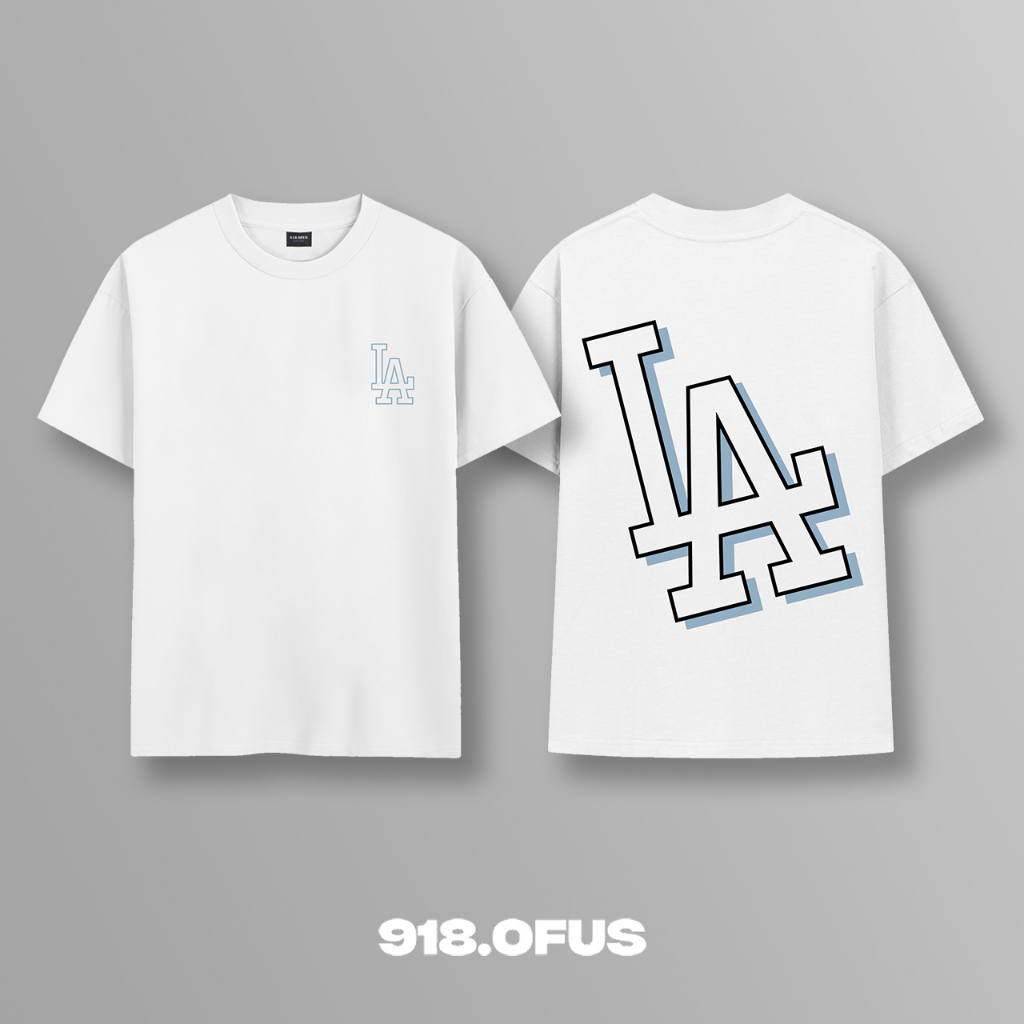 Áo phông MLB LA unisex rộng chất áo thun cotton nam nữ 918 Ofus